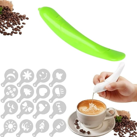 

Spice Pen for Latte Art Electrical Latte Art Pen Portable Coffee Pen Coffee Carving Pen Professional Baking Pastry Tools Latte & Cake DIY for Coffee Matcha Cinnamon Powder Etc(Green)
