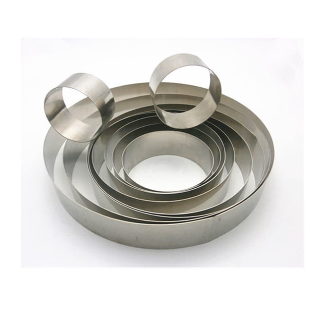 Molde para hornear de acero inoxidable de varios tamaños, redondo, para mousse, de 5 cm de alto, para tartas, pasteles, herramienta de cocina para hornear