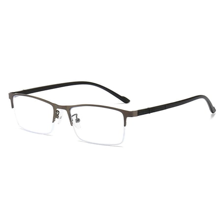 Fashion Vintage Half Frame Classic Business Reading Glasses Eye Protection Anti-Blue Light Ultra Light Glasses GREY STRENGTH 100