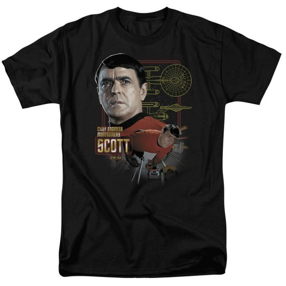 Star Trek Chief Engineer Scott Adult 18/1 T-Shirt Black