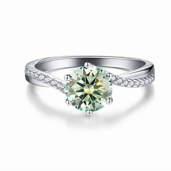 1 Carat Real Blue Green Color Moissanite Engagement Rings for Women Sparkling Moissanite S925 Sterling Silver Ring US 5I6I7I8I9 Size