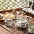thumbnail image 3 of 304 Stainless Steel Utensil Holder, Dish Drying Rack, kitchen Utensil Organizer, Knife and Fork Drainage Rack, Kitchen Drainage Basket Accessories, With Hooks, Rust Proof, Color-Silver, 3 of 3
