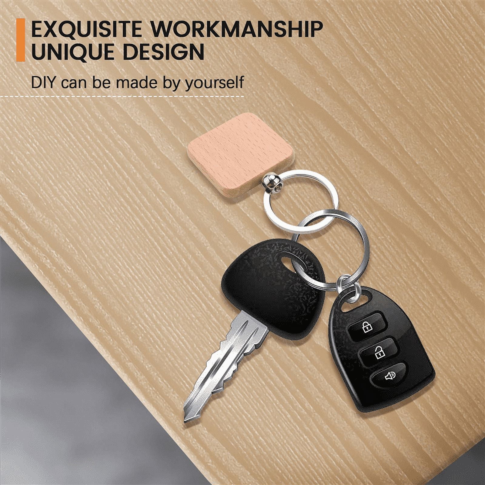 50 x key ring-wood color & silver