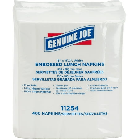 White Graduation Lunch Napkins - Genuine Joe, GJO11254ACT, 1-ply Embossed Lunch Napkins, 2400 / Carton, White