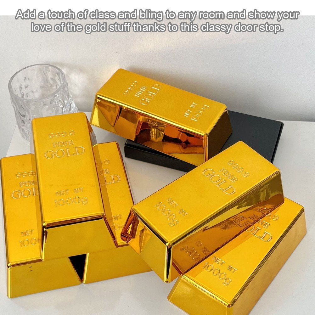 Jiibva 3 Pcs Fake Gold Bar Fake Golden Brick Replica Gold Bar Bullion Gold Bar Decorations Realistic Gold Bar Brick Prop Movie Prop Paperweight Novelty Gift