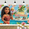 thumbnail image 3 of Moana birthday banner, indoor/outdoor use, photo booth background, home decoration, party banner decoration - Birthday party decoration/Tropical beach theme, birthday party decoration, 3 of 5