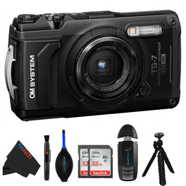 OM SYSTEM Tough TG-7 Digital Camera Black with 64GB Memory