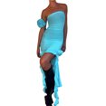 thumbnail image 4 of xiaxaixu Womenacute;s Bodycon Mini Dress, Sheer Mesh Strapless Irregular Ruffle Hem Tube Dress with Choker, 4 of 9