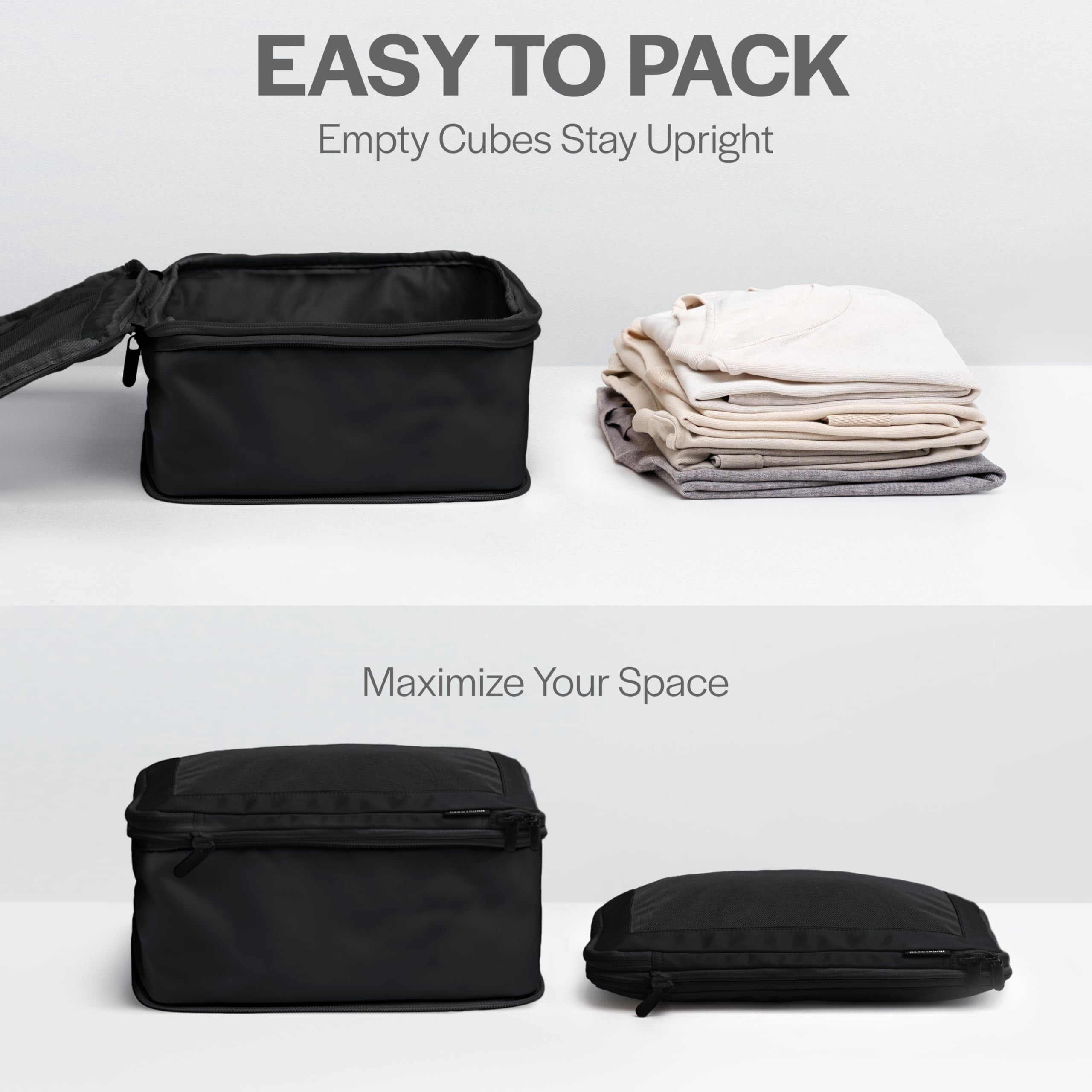 Black 2-Pack Travel Packing Cubes Luggage Organizer Bags