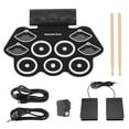 thumbnail image 1 of Almohadilla de batería electrónica Función de grabación Bluetooth Altavoces duales Kit de batería enrollable electrónica portátil 100-240V Enchufe de EE. UU., 1 of 10