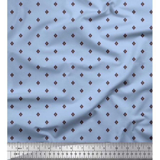 Soimoi Tissu Satin Modal Motif Aztèque Petit Tissu au Mètre 42 Pouces de Large