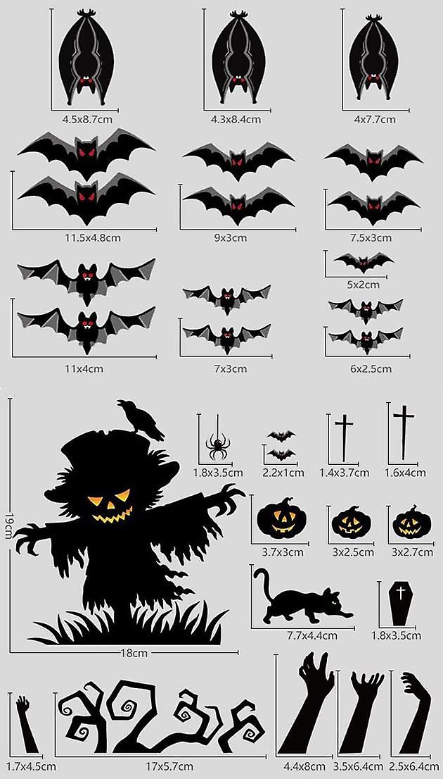 Stickers Halloween Roses Amovibles Pour Fenêtre - 5 Feuilles Autocollantes Avec Citrouille, Fantôme, Sorcière - Déco Maison Et Chambre Enfant