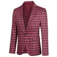 thumbnail image 3 of Cloudstyle Men's Slim Fit Smart Casual Plaid Single-Breasted One-Button Notch Lapel Two-Piece Suit - Spring/Fall Wrinkle-Resistant Regular Length Round Hem, 3 of 16