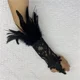 thumbnail image 5 of Guantes Largos De Encaje De Plumas Sintéticas Negras Para, 5 of 8