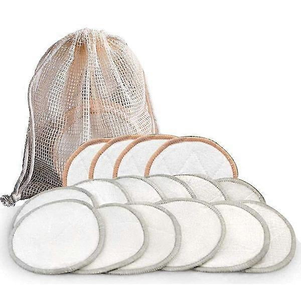 16 pcs Washable Makeup Remover Pads Cotton Pads Reusable Washable Bamboo Cotton Facial Cleansing Set