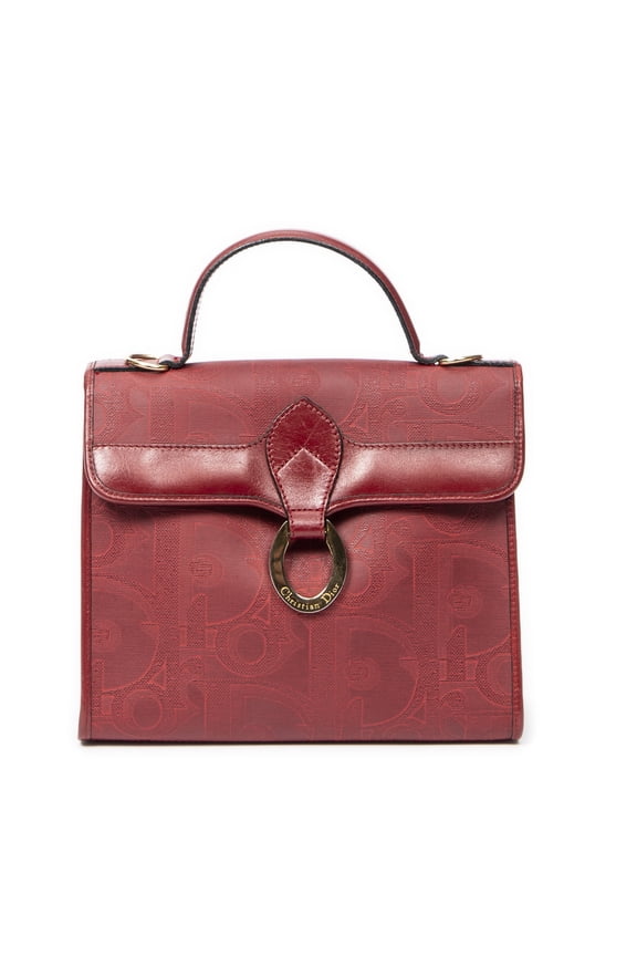 Pre-Owned Dior Red Vintage Flap Top Handle Shoulder Bag Diorissimo Coated Canvas