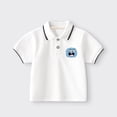 thumbnail image 2 of RUTAYY Boys' Polo Shirt Short Sleeve Solid Color Button Closure Casual Fashionable Beach Tops , White, 18-24 Months, 2 of 3