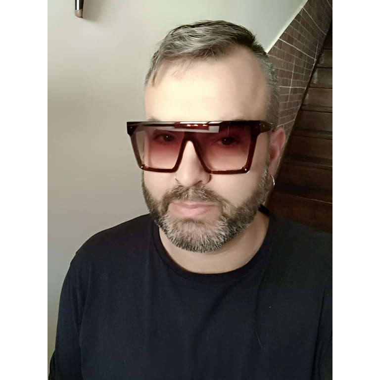 FEISEDY Women Men Flat Top Shield Sunglasses Oversized Square Rimless Shades UV400 B2470 Walmart