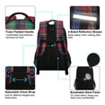 thumbnail image 4 of FORMRS Unisex Backpack Elementary School Travel Bookbag with Reflective Stripes, Red Green Pattern, 4 of 7