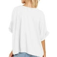 thumbnail image 3 of Langwyqu Summer Fashion Women Short Sleeve Female Solid Casual Loose Shirt, 3 of 5