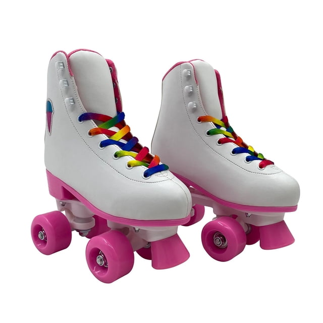 Patines 4 ruedas para niños y niñas, fabricado con vinipiel y llantas de PVC blanco 21