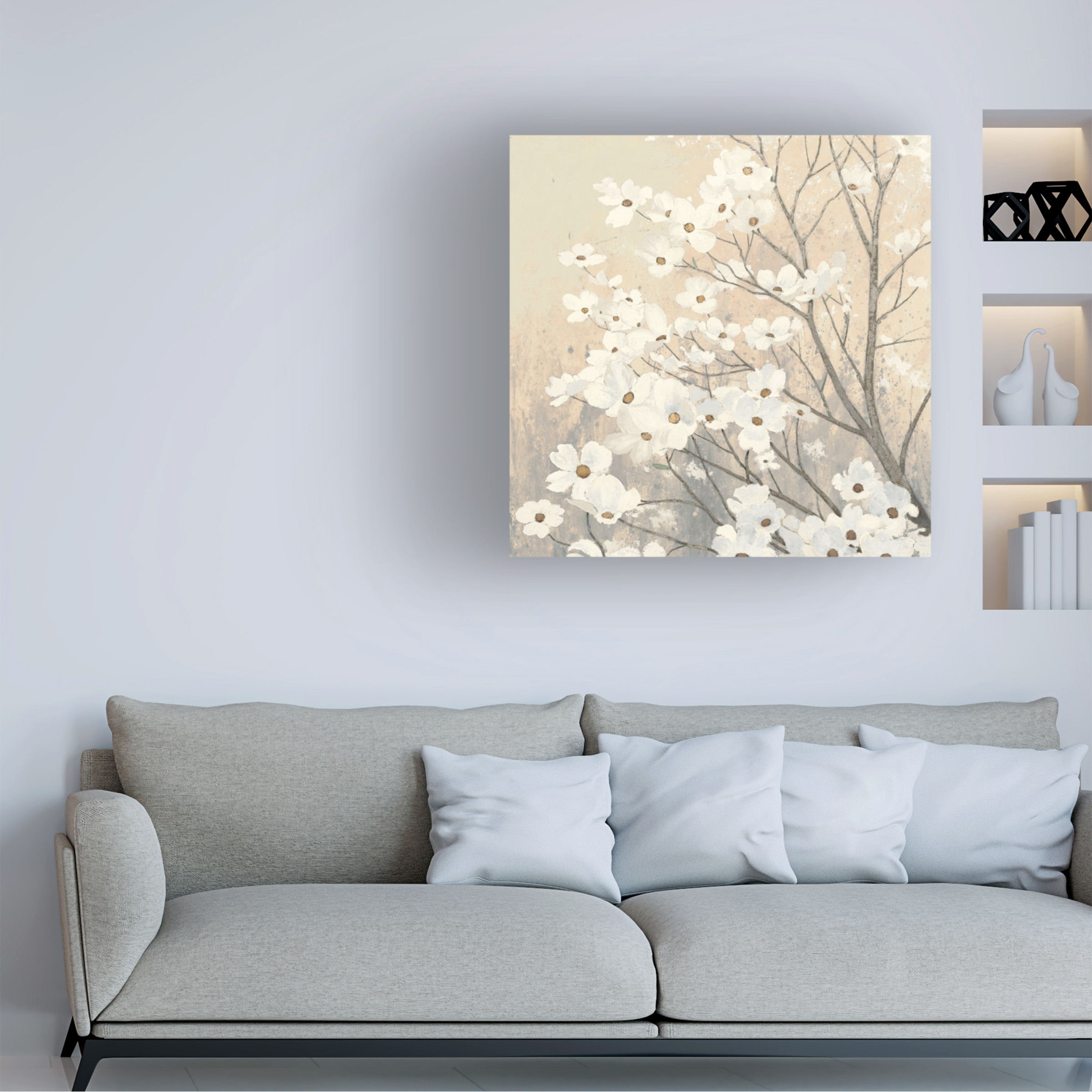 Trademark Fine Art 'Dogwood Blossoms II Neutral' Canvas Art by James Wiens