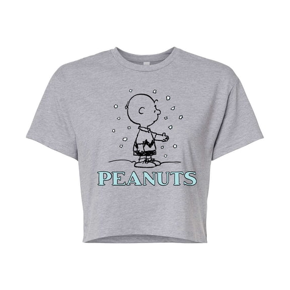 Peanuts - Charlie Snow - Juniors Cropped Cotton Blend T-Shirt