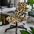 thumbnail image 3 of ZIATUBLES Leopard Print Chair Cover Set for Home Office, 5 PCS Stretchable Slipcovers with Armrest Covers, PU Leather Tissue Box Cover and Multi-Functional Remote Control Holder, S, 3 of 7