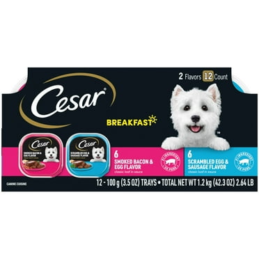 Cesar Classic Loaf In Sauce Breakfast Wet Dog Food Variety Pack, 3.5 Oz Trays (12 Pack)