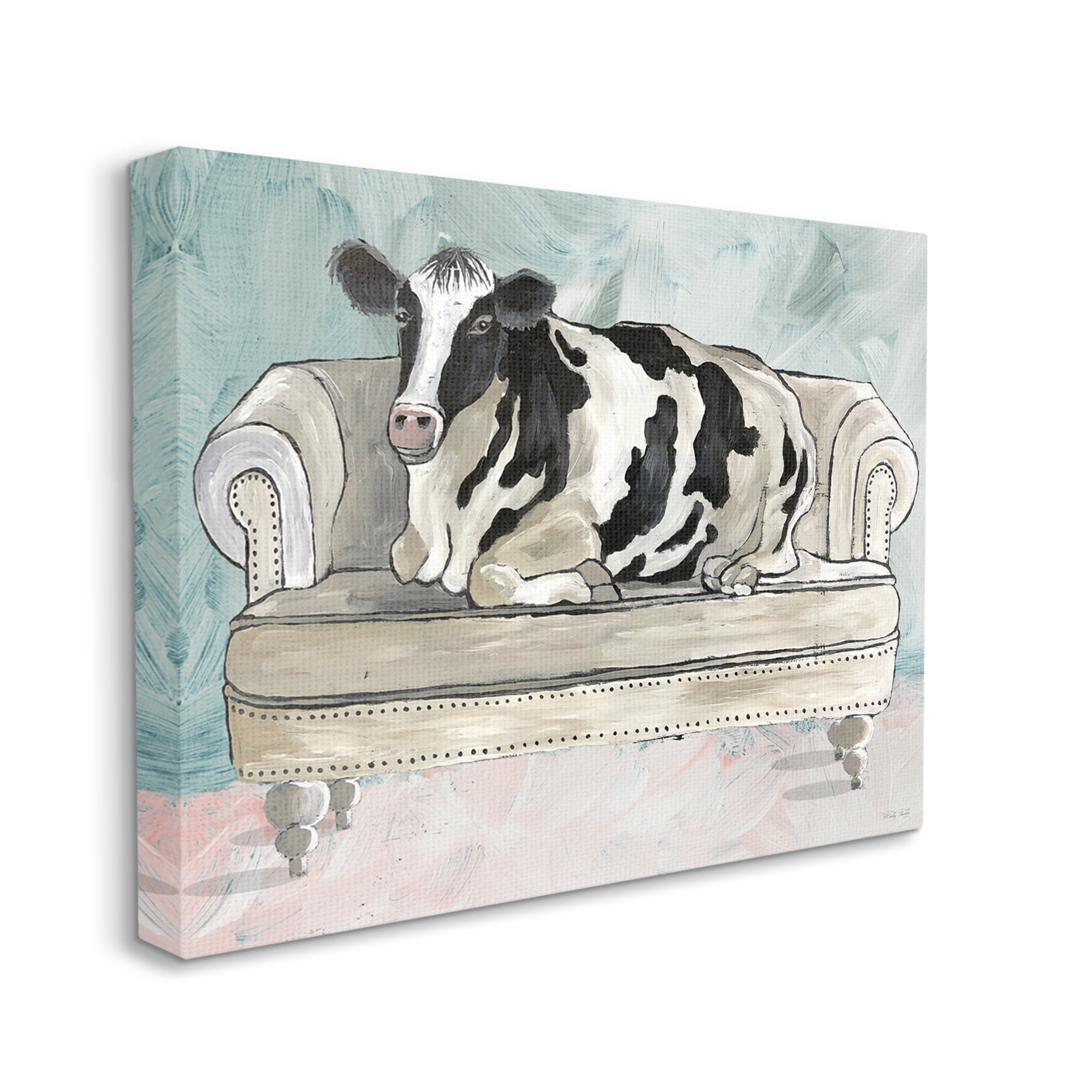 Stupell Industries Dairy Farm Cow Resting Glam Couch Green Grey, 20 x 16, Design by Cindy Jacobs