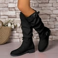 thumbnail image 2 of Black Ladies' Chunky Heel Boots With Lace-Up Front And Decorative Buckle For Seasonal Style, 2 of 8