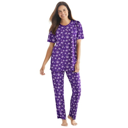 

Dreams & Co. Women s Plus Size Floral Henley Pj Set Pajamas