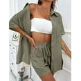 thumbnail image 5 of Yumcute Women Summer Cotton Linen Short Sets 2 Piece Shorts Top Lounge Beach Vacation Two Piece Outfits Tracksuits, 5 of 15