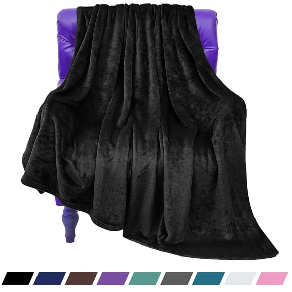 Fleece Throw Size Black Blankets for Couch Beds, 300GSM Luxury Plush Cozy Fuzzy Blankets and Throws, Soft Warm Lightweight Throw Blankets for Travel Camping Chair and Sofa, 50" x 60"