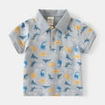 thumbnail image 3 of LNMQLPDBS Boys' Button-Down Shirts Dinosaur Printed Short Sleeve Lapel Polo Shirt Boys' Tops, Tees & Shirts Top Gifts for Kids 2025 Baby Boy Summer Clothes for Home Beach Vacation Grey 4-5 Years, 3 of 6