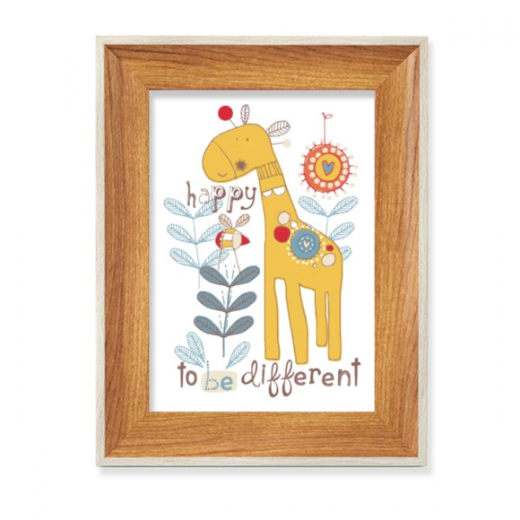 Cadre Photo en Bois Jaune Girafe Dessin Animé pour Bureau, Affichage d'Art, Ensembles Multiples