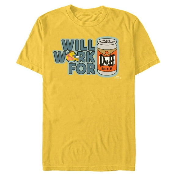 The Simpsons Barney Will Work For Duff Beer - Short Sleeve Blended T-Shirt for Adults – Customized-Yellow