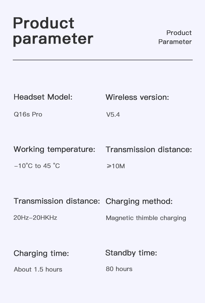 Q16S- PRO Wireless Translation Earbuds with 70 Hour Bluetooth 5.4 Sports Earbuds, Open Earbuds, Wireless Bluetooth Smart Touch Screen, Ear Cup Earbuds with Ear Hooks, IPX5 Waterproof