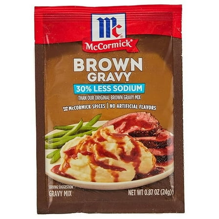 Pack of 2 McCormick 30% Less Sodium Brown Gravy Mix, 0.87 oz