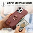 thumbnail image 5 of ELEHOLD for iPhone 11 Pro Max Luxury Leather Wallet Case with Back Flip Card Slots RFID Blocking Zipper Cash Pocket Stand Function Ring Holder Support Magnetic Car Mount Shockproof Case,purple, 5 of 9