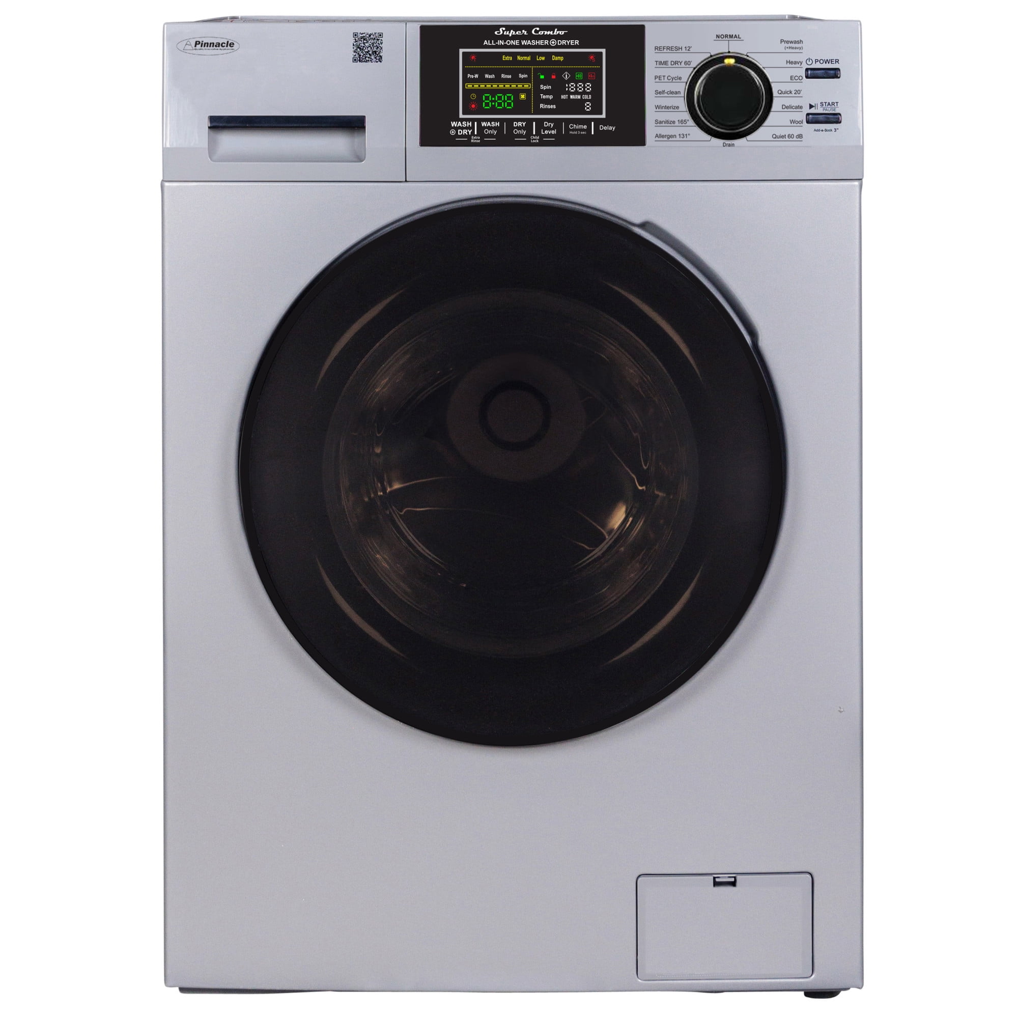 Pinnacle 22-4800 V B All-in-One Vented Combo Washer Dryer with Pet Cycle - 1.62 cu.ft./15 lbs., Black