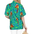 thumbnail image 2 of HAPPY BAY Hawaiian Shirts Womens Casual Summer Beach Party Blouse Shirt V Neck Blouses Button up Short Sleeve Tropical Vacation Dress Shirts for Women M Parrot Leaf, Blue, 2 of 6