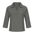 thumbnail image 2 of Tauxra V Neck 3/4 Sleeve Blouse for Adults, Casual and Breathable Top with Soft Fabric, Versatile for Daily Wear and Multiple Seasons, 2 of 5