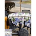 thumbnail image 4 of Outdoor Tablecloth with Umbrella Hole and Zipper, Spring Purple Flowers Square Table Cloth 60x60 Inch Waterproof Tablecloth, Farmhouse Leaves Fences Watercolor Picnic Table Cover for Patio Camping, 4 of 7