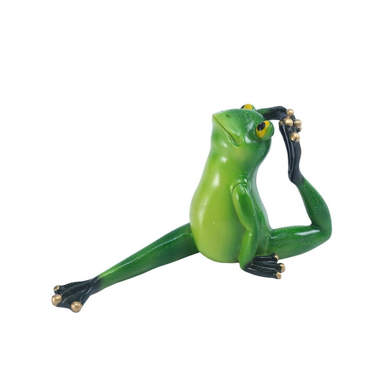 huntermoon Green Frog Statue Yoga Frog Garden Decor Statues