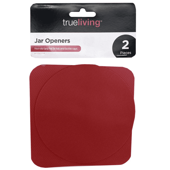2 Pack Non Slip Jar Opener Pads, Rubber Grip Set with Round and Square Pad for Easy Lid Opening, Ideal for Seniors, Arthritis, Arm Injuries, Kitchen Essential on Blister Card, Red