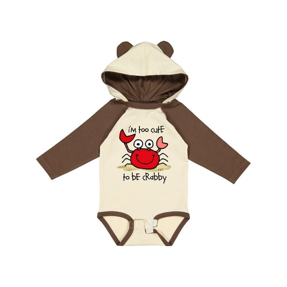 Inktastic Too Cute Crab Boys or Girls Long Sleeve Baby Bodysuit