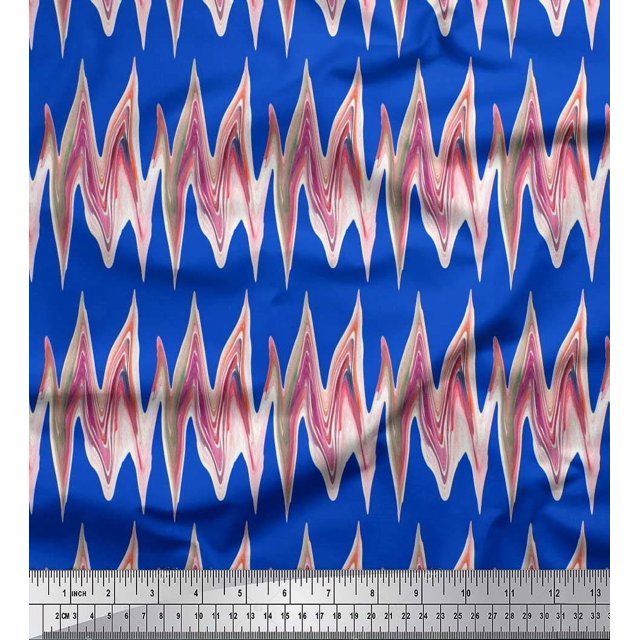 Soimoi Poly Georgette Fabric Zig Zag Abstract Decor Fabric Printed Yard 42 Inch Wide
