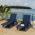 thumbnail image 2 of Costaelm Chaise Longue Inclinable en Plastique HDPE pour Extérieur - Ensemble de 2, Bleu Marine, 2 of 7