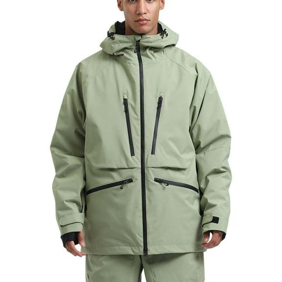 LMOIPLI Men's Snowboard Jacket Waterproof Ski Coat Winter Snow Insulated Windproof Outdoor Sports Breathable Jacket Green XS